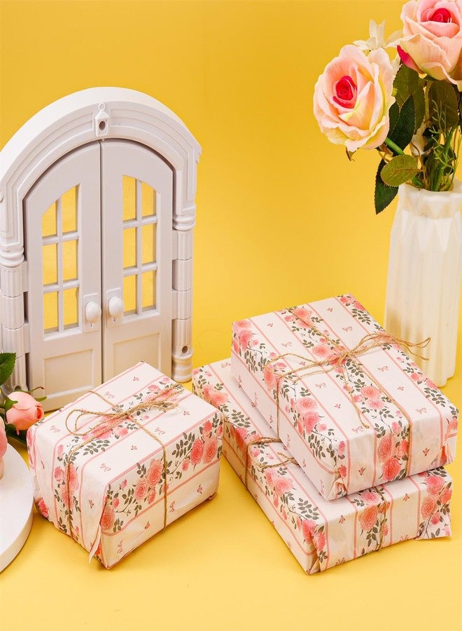 XIHIRCD ورق تغليف هدايا مزين بفيونكة وردية (14 × 20 بوصة) - 30 ورقة لحفلات الزفاف والمناسبات - Image 5